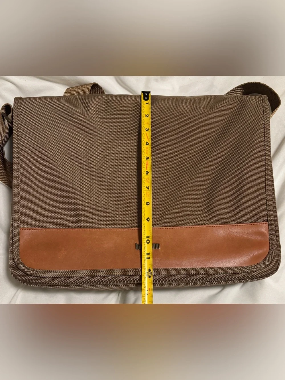 Hartmann Brown Canvas Messenger Bag with Tan Leather Trim